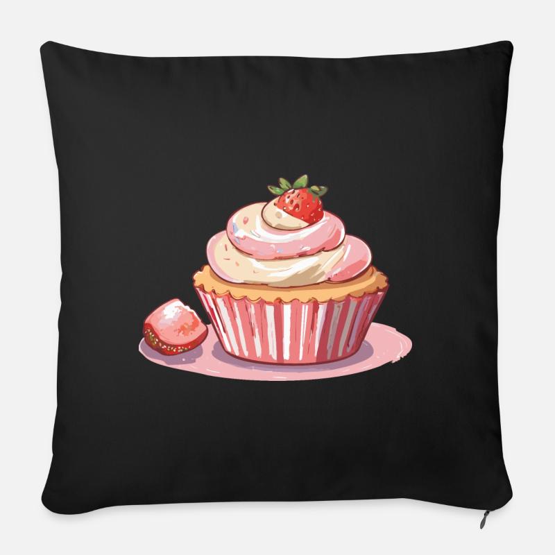 Cupcake Strawberry - Sofakissen mit Füllung 45 x 45 cm - Schwarz