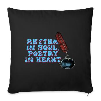 Poetry in Soul and Heart - Sofa pillow with filling 45cm x 45cm - black - Front