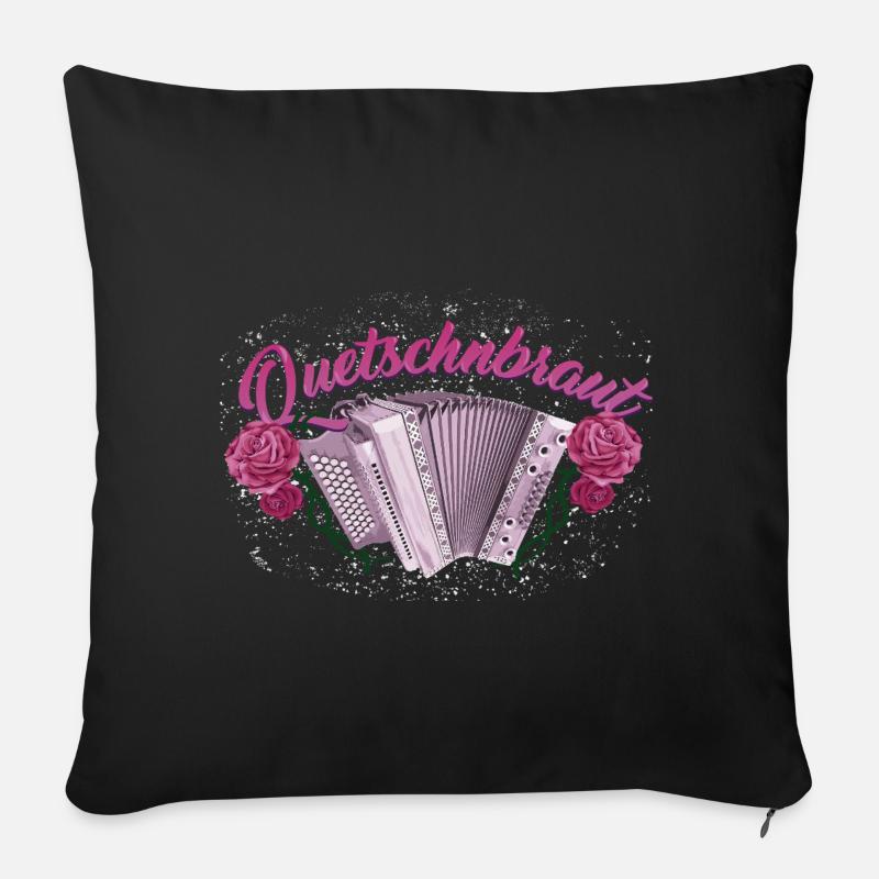 Quetschnbraut - Harmonika mit Rosen - Sofakissen mit Füllung 45 x 45 cm - Schwarz