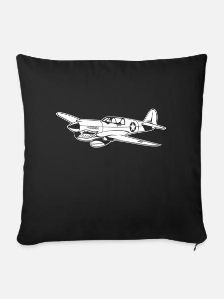 Jagdflugzeug / Kampfflieger Warhawk 02_weiß - Sofakissen mit Füllung 45 x 45 cm - Schwarz