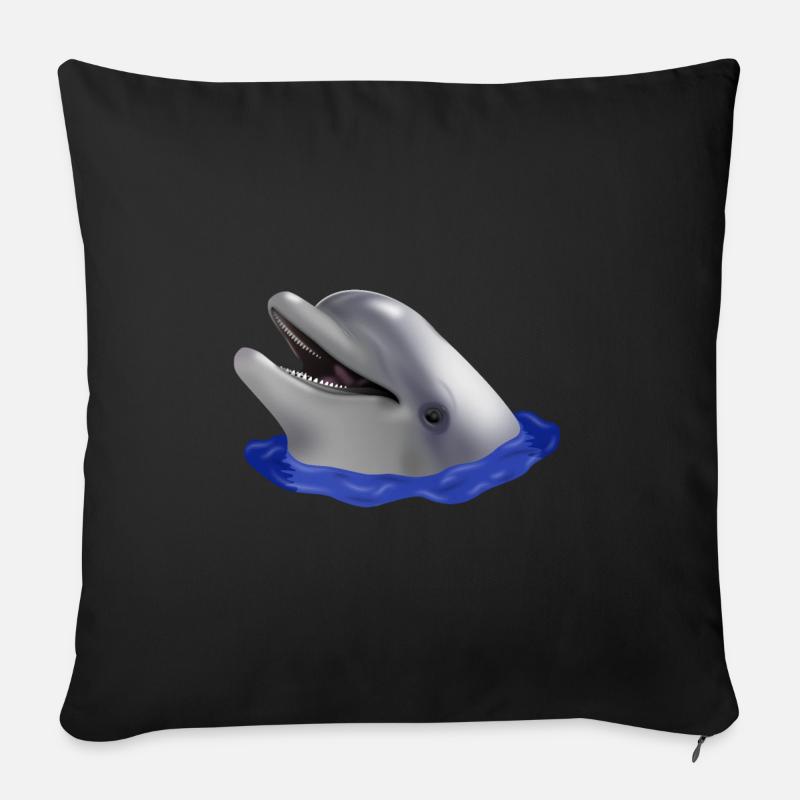 Dolphin's head - Sofa pillow with filling 45cm x 45cm - black