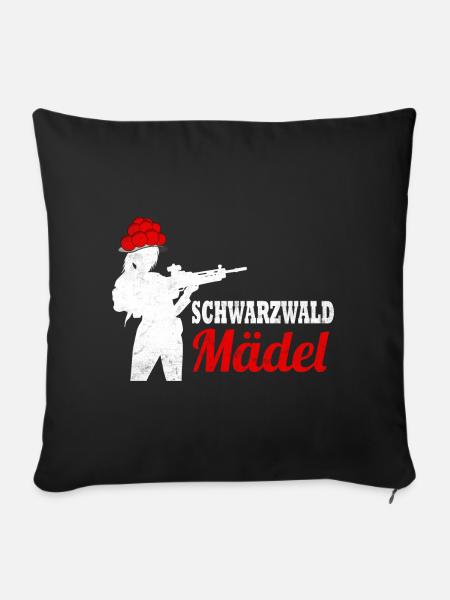 Schwarzwaldmädel Bollenhut Schwarzwald - Sofakissen mit Füllung 45 x 45 cm - Schwarz