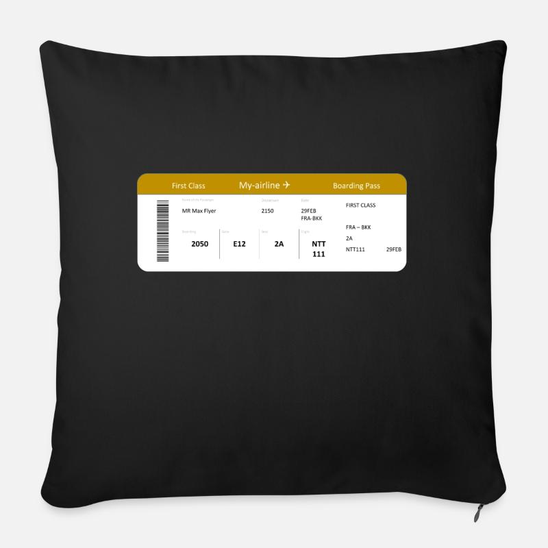 Boarding Pass First Class - Sofa pillow with filling 45cm x 45cm - black