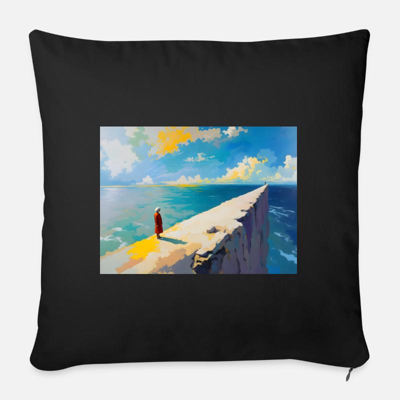 Maman sur la plage 9 - Coussin et housse de 45 x 45 cm - noir
