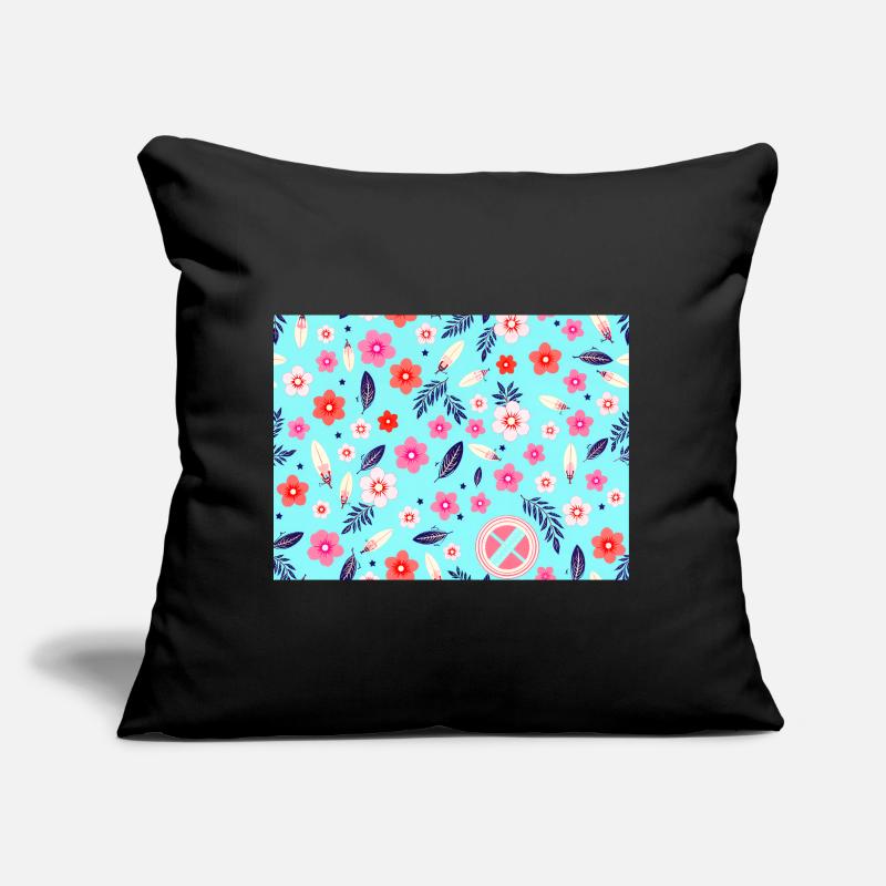 Motif floral avec des planches de surf sur bleu ciel Coussin et housse de 45 x 45 cm