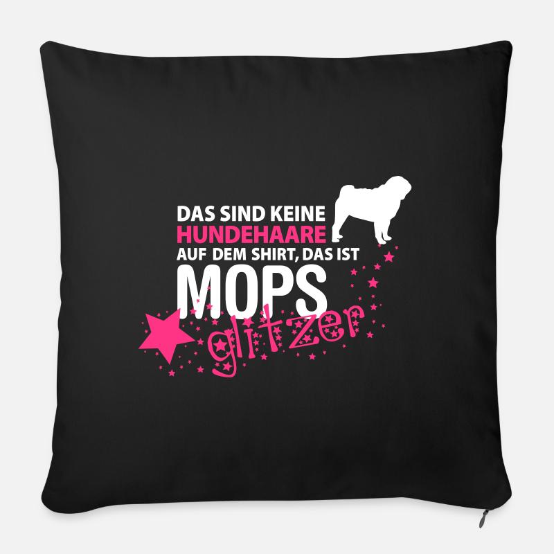 Mops Glitzer - Sofakissen mit Füllung 45 x 45 cm - Schwarz