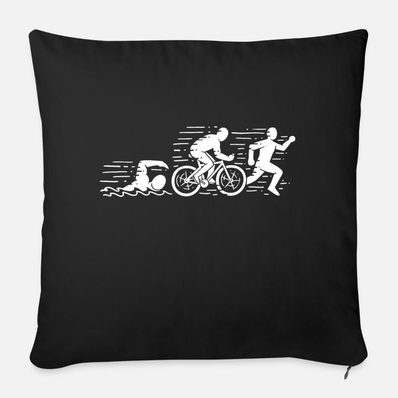 Triathlon - triathlète - Coussin et housse de 45 x 45 cm - noir