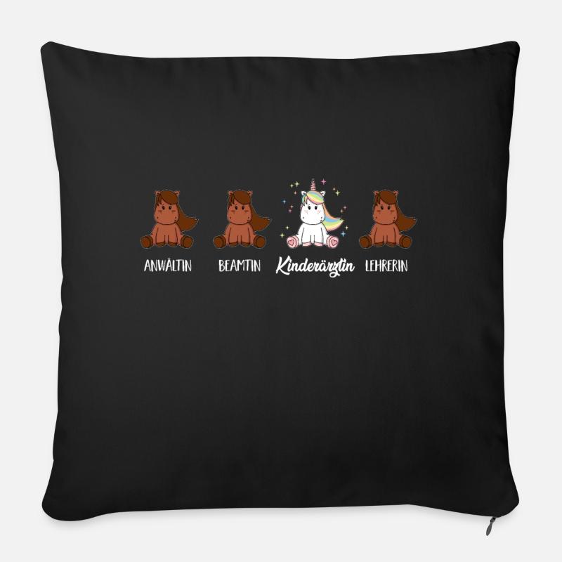 Kinderärztin Beruf Einhorn magisch Kinder Arzt - Sofakissen mit Füllung 45 x 45 cm - Schwarz