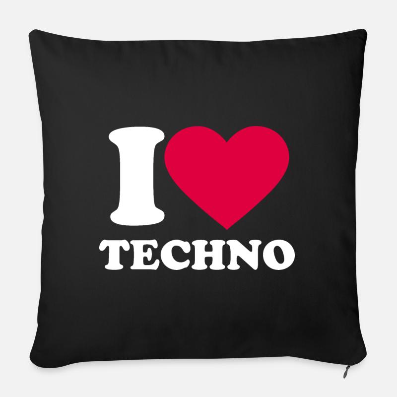 I love techno - Sofakissen mit Füllung 45 x 45 cm - Schwarz