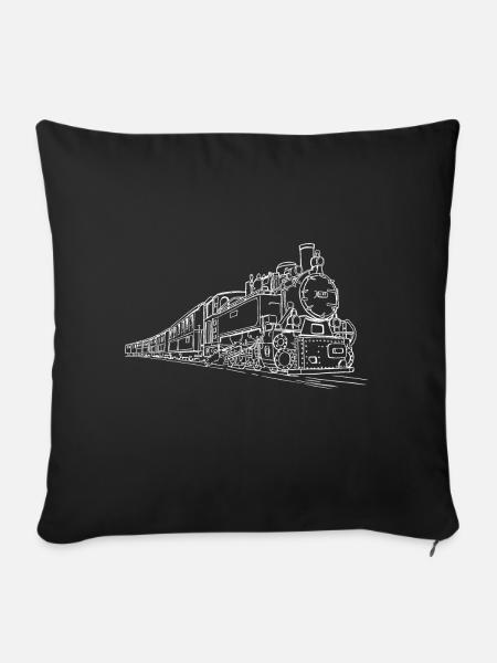Zug Dampf Lokomotive - Sofakissen mit Füllung 45 x 45 cm - Schwarz