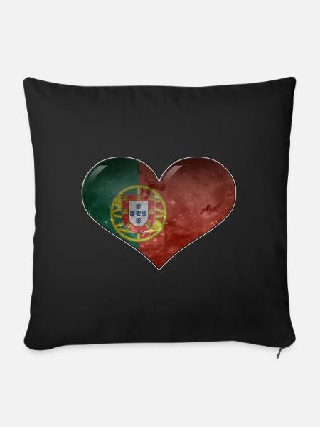 Portugal-Herz - Sofakissen mit Füllung 45 x 45 cm - Schwarz
