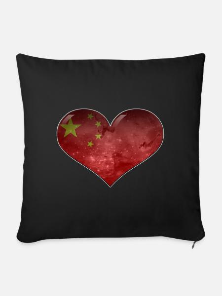 China-Herz - Sofakissen mit Füllung 45 x 45 cm - Schwarz
