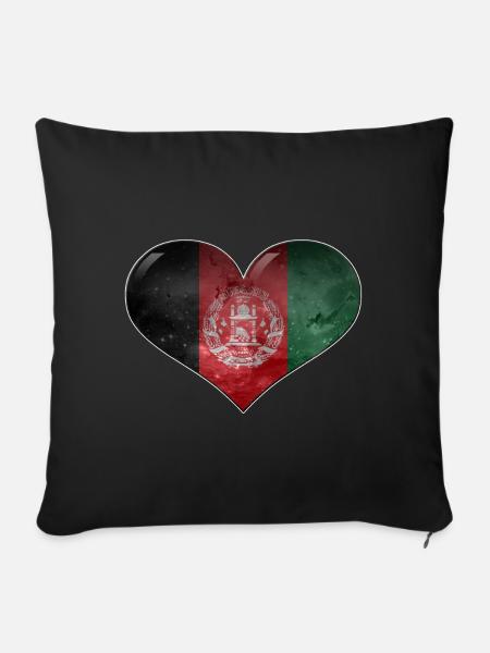 Afghanistan-Herz - Sofakissen mit Füllung 45 x 45 cm - Schwarz