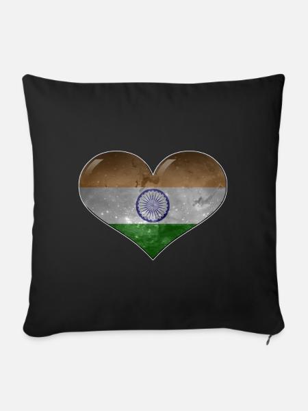 Indien-Herz - Sofakissen mit Füllung 45 x 45 cm - Schwarz