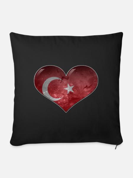 Türkei-Herz - Sofakissen mit Füllung 45 x 45 cm - Schwarz