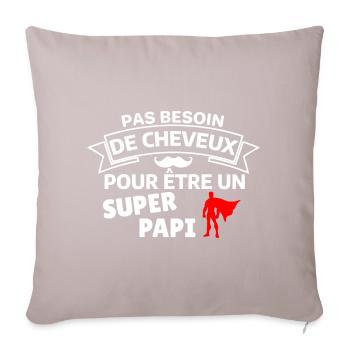 Humour capillaire super héros paternité - Coussin et housse de 45 x 45 cm - taupe clair - Devant