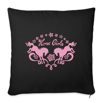 Fille de cheval - Coussin et housse de 45 x 45 cm - noir - Devant