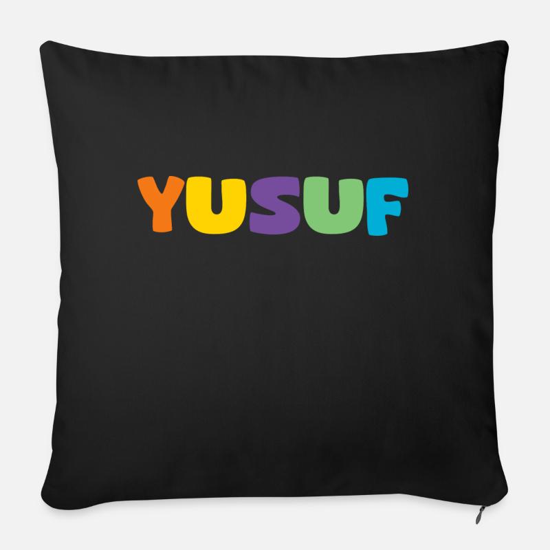 Name - Yusuf - Sofakissen mit Füllung 45 x 45 cm - Schwarz
