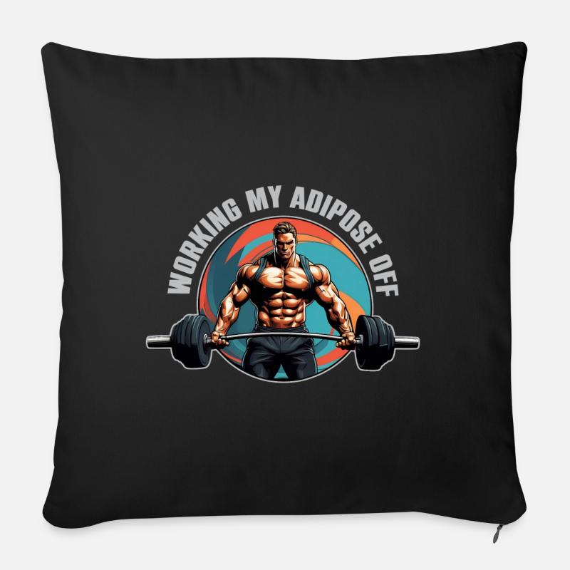 Bodybuilder mit Langhantel harter Workout - Sofakissen mit Füllung 45 x 45 cm - Schwarz