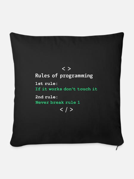 Regeln der Programmierung - Sofakissen mit Füllung 45 x 45 cm - Schwarz