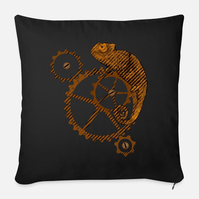 Steampunk Chamäleon - Sofakissen mit Füllung 45 x 45 cm - Schwarz