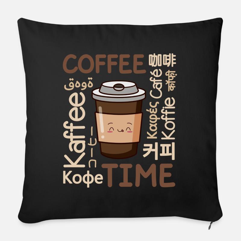 Kaffeezeit - Sofakissen mit Füllung 45 x 45 cm - Schwarz