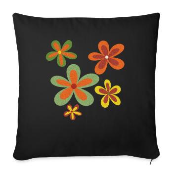 hippie flowers - Sofa pillow with filling 45cm x 45cm - black - Front
