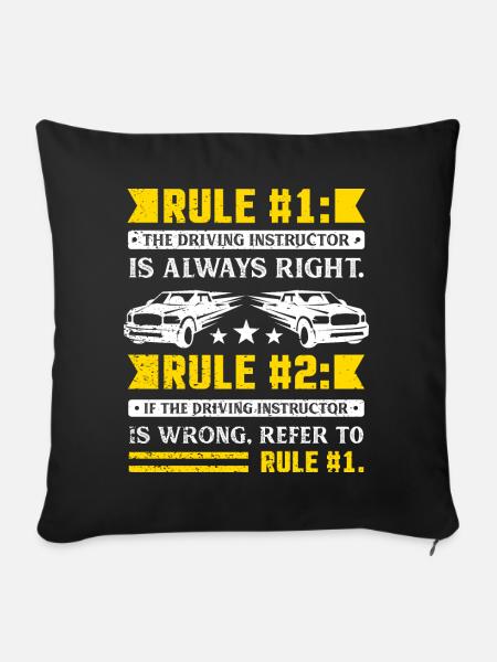 Driving Instructor Rules - Sofakissen mit Füllung 45 x 45 cm - Schwarz