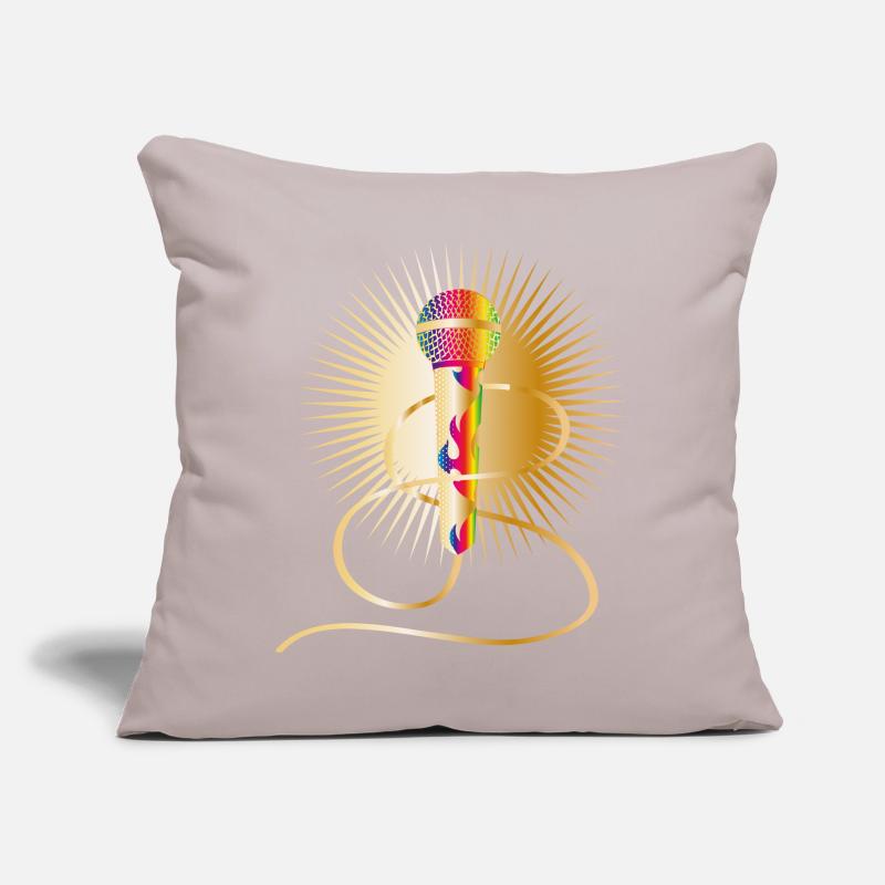 goldenes Mikrofon mit Regenbogen Elementen Sofakissen mit Füllung 45 x 45 cm