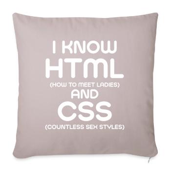 I Know HTML and CSS - Sofa pillow with filling 45cm x 45cm - light taupe - Front