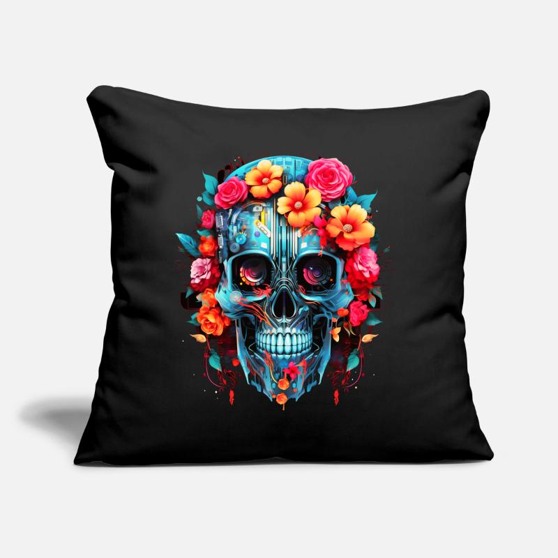 Cyborg Skull Robot Android Sugar Skull Sofa pillow with filling 45cm x 45cm