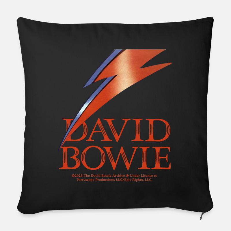 David Bowie Red Lettering With Flash - Sofa pillow with filling 45cm x 45cm - black