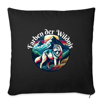 Farben der Wildnis Wolf Design - Sofakissen mit Füllung 45 x 45 cm - Schwarz - Vorne