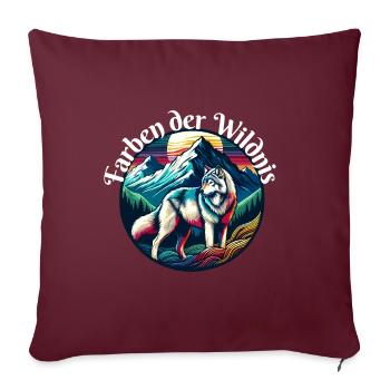 Farben der Wildnis Wolf Design - Sofakissen mit Füllung 45 x 45 cm - Burgunderrot - Vorne