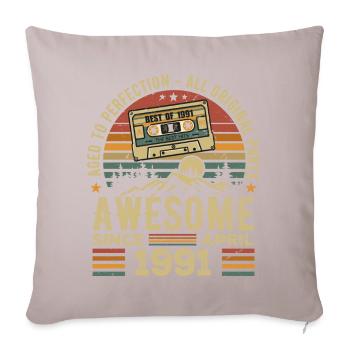Avril 1991 Vintage Anniversaire Rétro Cadeau - Coussin et housse de 45 x 45 cm - taupe clair - Devant