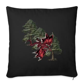 Animal mythique dragon fable dragon personnage de conte de fées dino - Coussin et housse de 45 x 45 cm - noir - Devant