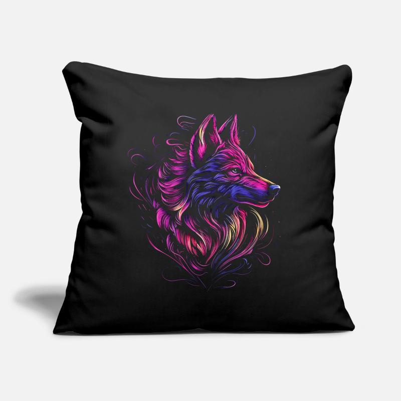 Wolf Wolf Head Wolves Wolf Pack Nature Neon Colorful Sofa pillow with filling 45cm x 45cm