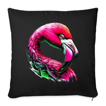 Flamant - Coussin et housse de 45 x 45 cm - noir - Devant