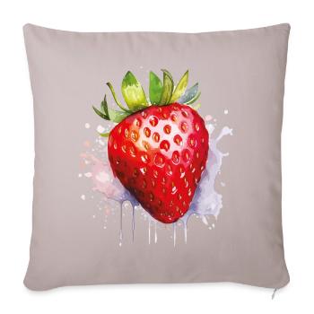 Aquarelle à la fraise spritzer - Coussin et housse de 45 x 45 cm - taupe clair - Devant