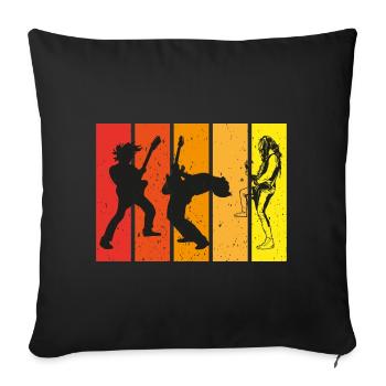Guitariste, bassiste, guitariste - Coussin et housse de 45 x 45 cm - noir - Devant