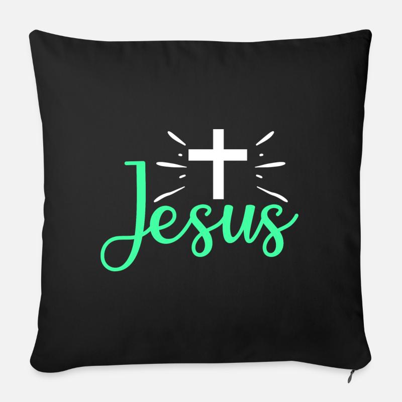 Crucifix Jésus - Coussin et housse de 45 x 45 cm - noir