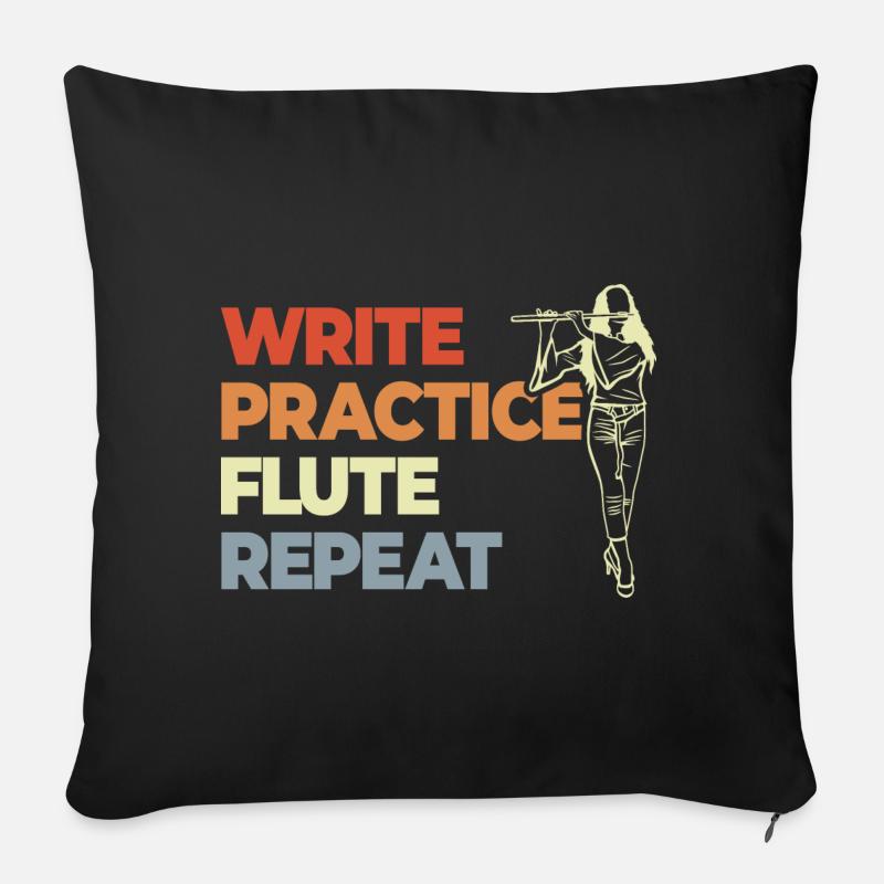 Write Practice Flute Repeat - Sofakissen mit Füllung 45 x 45 cm - Schwarz