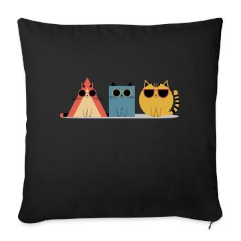 Chats cool avec lunettes de soleil – Géométrique - Coussin et housse de 45 x 45 cm - noir - Devant