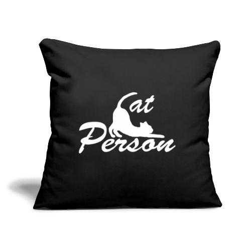 cat person - weiss auf schwarz - Sofakissen mit Füllung 44 x 44 cm