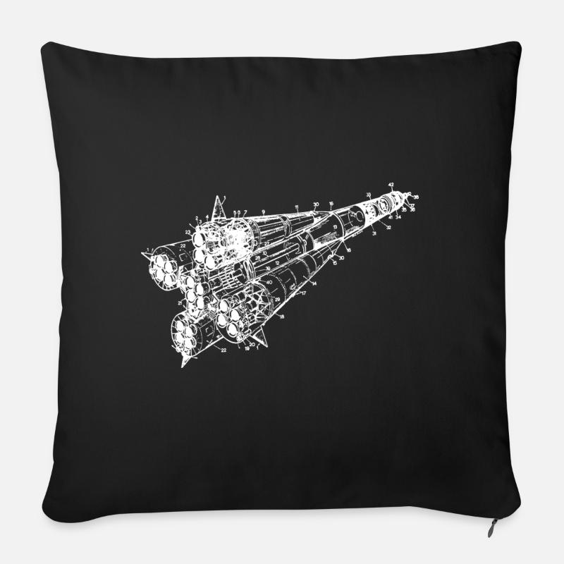 Soyuz Rakete - Sofakissen mit Füllung 45 x 45 cm - Schwarz