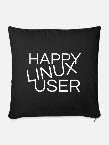 Happy Linux User - Sofakissen mit Füllung 45 x 45 cm - Schwarz