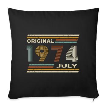 50e anniversaire juillet 1974 Vintage Original rétro - Coussin et housse de 45 x 45 cm - noir - Devant