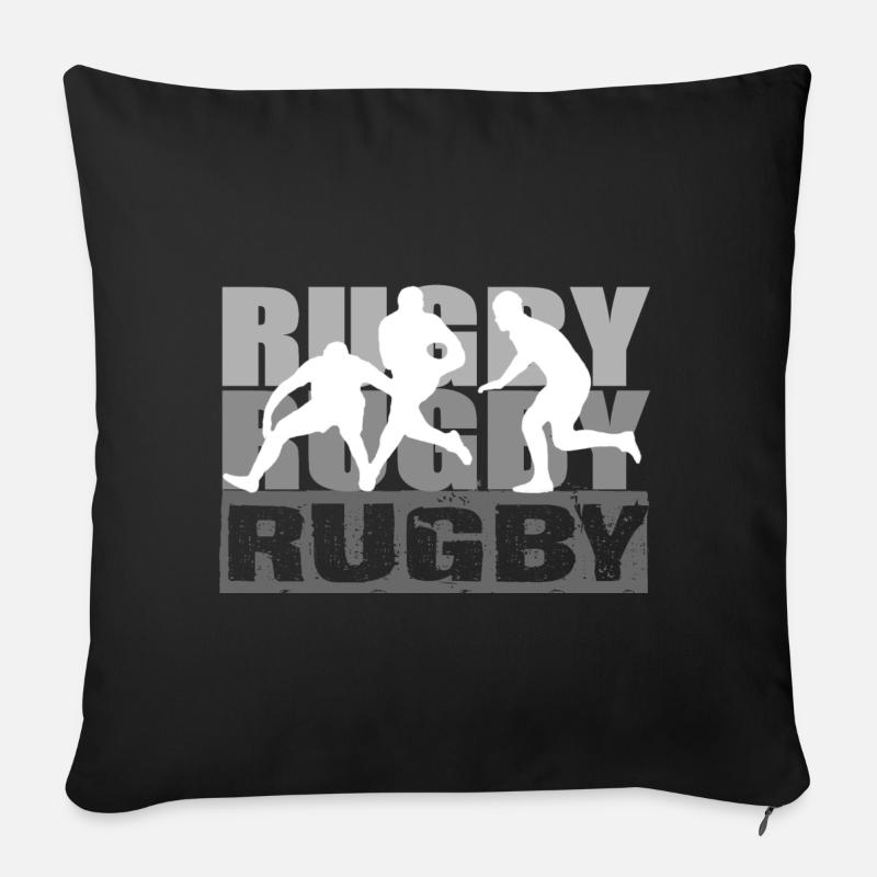Rugby - Coussin et housse de 45 x 45 cm - noir