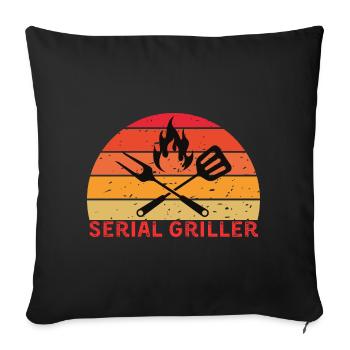Serial Griller Retro BBQ Design - Sofa pillow with filling 45cm x 45cm - black - Front