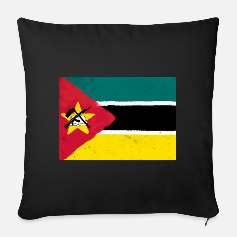 Drapeau du Mozambique - Coussin et housse de 45 x 45 cm - noir